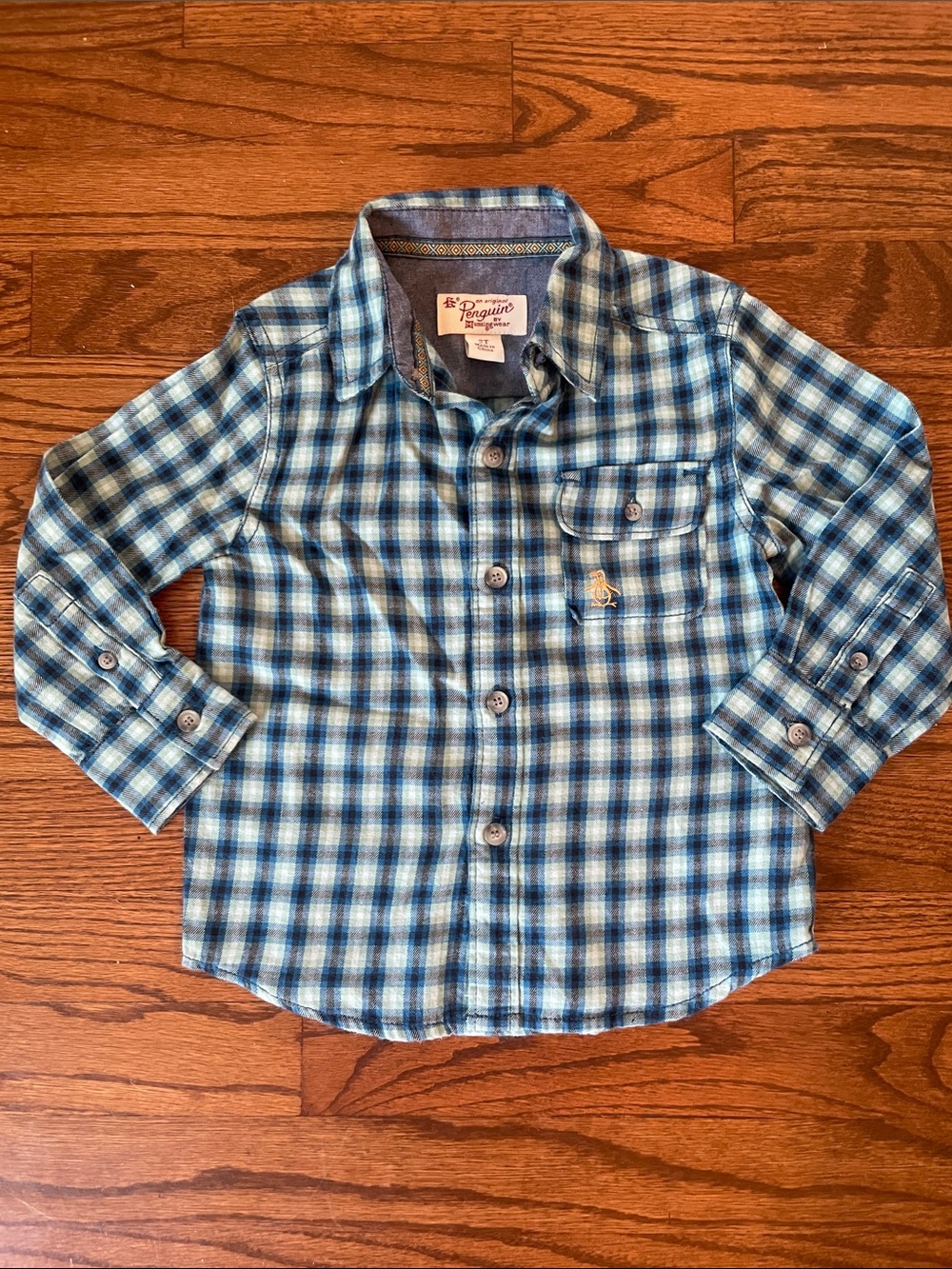 Original Penguin Blue Plaid Button-Down Shirt